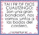 TALLER DE DIOS CUAUTZINGO:
Son una gran bendicion, nos vamos juntos a las bodas del cordero.