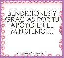 BENDICIONES Y GRACIAS POR TU APOYO EN EL MINISTERIO ...