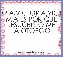VICTORIA,VICTORIA,VICTORIA, MIA ES POR QUE JESUCRISTO ME LA OTORGO.