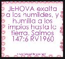 JEHOVA exalta a los humildes, y humilla a los impÃ­os hasta la tierra. Salmos 147:6 RV1960