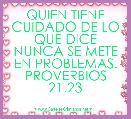 QUIEN TIENE CUIDADO DE LO QUE DICE NUNCA SE METE EN PROBLEMAS. PROVERBIOS 21.23