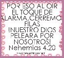 POR ESO AL OIR EL TOQUE DE ALARMA,CERREMOS FILAS
!NUESTRO DIOS PELEARA POR NOSOTROS!
Nehemias 4.20