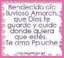 Bendecido dÃ­a lluvioso Amorch, que Dios te guarde y cuide donde quiera que estÃ©s. 
Te amo Ppluche 