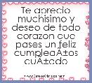 Te aprecio muchisimo y deseo de todo corazon que pases un feliz cumpleaÃÂ±os cuÃÂ±ado 