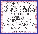 CON MI DIOS YO SALTARE LOS MUROS ,CON MI DIOS EJERCITOS  DERRIBARE EL ADIESTRA MIS MANOS PARA LA BATALLA 