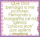 Que Dios bendiga a mis pastores:
Fernando y Margarita de mi iglesia:
