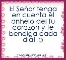El SeÃ±or tenga en cuenta el anhelo del tu corazon y te bendiga cada dia! ☺