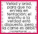 Velad y orad, para que no entrÃ©is en tentaciÃ³n; el espÃ­ritu a la verdad estÃ¡ dispuesto, pero la carne es dÃ©bil. 