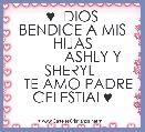 

  ♥  DIOS BENDICE A MIS HIJAS
          ASHLY Y SHERYL 
   TE AMO PADRE CELESTIAL♥