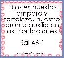 Dios es nuestro amparo y fortaleza, nuestro pronto auxilio en las tribulaciones.

Sal 46:1