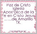 Paz de Cristo Iglesia Apostolica de la fe en Cristo Jesus .......de Amarillo TX.