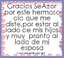 Gracias SeÃÂ±or por este hermoso dia que me diste,por estar al lado de mis hijos y muy  pronto al lado de mi esposa 