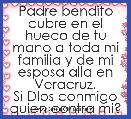 Padre bendito cubre en el hueco de tu mano a toda mi familia y de mi esposa alla en Veracruz.
Si DIos conmigo quien contra mi?
