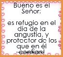 Bueno es el SeÃ±or;

es refugio en el dÃ­a de la angustia, y protector de los que en Ã©l confÃ­an!