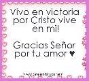 Vivo en victoria por Cristo vive
 en mi!

Gracias SeÃ±or por tu amor ♥