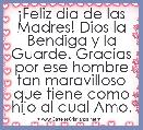 
Â¡Feliz dia de las Madres! Dios la Bendiga y la Guarde. Gracias por ese hombre tan maravilloso que tiene como hijo al cual Amo. 