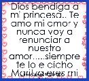 Dios bendiga a mi princesa.. Te amo mi amor y nunca voy a renunciar a nuestro amor.....siempre te lo e dicho Maritza eres mi vida.