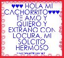♥♥♥ HOLA MI CACHORRITO♥♥♥
TE AMO Y QUIERO Y EXTRAÃO CON LOCURA, MI SOLCITO HERMOSO