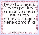 Feliz dÃ­a suegra.
Gracias por traer al mundo a esa mujer tan maravillosa que tiene como hija ♡