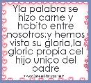 Yla palabra se hizo carne y habito entre nosotros;y hemos visto su gloria,la gloria propia del hijo unico del padre
