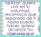 SeÃÂ±or, quiero vivir en tu voluntad, reconosco que separado de ti nada puedo hacer, quiero alcanzar tus objetivos que son mejores 
