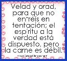 Velad y orad, para que no entrÃ©is en tentaciÃ³n; el espÃ­ritu a la verdad estÃ¡ dispuesto, pero la carne es dÃ©bil. 