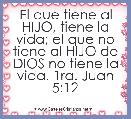El que tiene al HIJO, tiene la vida; el que no tiene al HIJO de DIOS no tiene la vida. 1ra. Juan 5:12  
