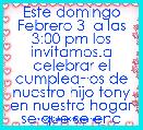 
Este domingo Febrero 3  a las 3:00 pm los invitamos.a celebrar el cumplea~os de nuestro hijo tony en nuestro hogar se que se enc