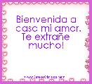   Bienvenida a
  casa mi amor.
Te extraÃ±e mucho!
