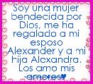 Soy una mujer bendecida por Dios, me ha regalado a mi esposo Alexander y a mi hija Alexandra. Los amo mis amores♥ 