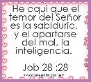 He aqui que el temor del SeÃ±or es la sabiduria, 
y el apartarse del mal, la inteligencia. 

Job 28 :28