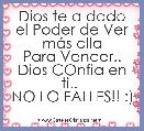 Dios te a dado
el Poder de Ver mÃ¡s alla
Para Vencer..
Dios COnfia en ti.. 
NO LO FALLES!! :)