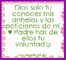 Dios solo tu conoces mis anhelos y las peticiones de mi ♥ Padre has de ellos tu voluntad☺