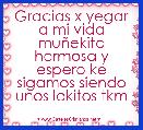 Gracias x yegar a mi vida muÃ±ekita hermosa y espero ke sigamos siendo unos lokitos tkm