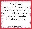                                              Yo creo en un Dios vivo, que me libra del lazo del cazador y de la peste destructora.