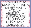 A MI QUERIDA MAMITA JULIANA MI HERMANA AYDA,MI ABUELITA, MI SUEGRA, MIS TÃAS, PRIMAS, CUÃADAS Y AMIGAS UN  FELIZ MES DE MADRES.	