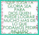 !QUE TODA LA GLORIA SEA PARA DIOS,QUIEN PUEDE LOGRAR MUCHO MAS DE LO QUE PODAMOS PEDIR INCLUSO IMAGINAR.
JC DTB
