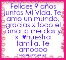 Felices 9 aÃ±os juntos Mi Vida. Te amo un mundo, gracias x todo el amor q me das y x  ♥nuestra familia. Te amoooo