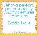 JehovÃ¡ pelearÃ¡ por vosotros, y vosotros estarÃ©is tranquilos.

Exodo 14:14