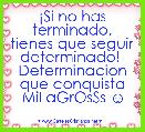 Â¡Si no has terminado, tienes que seguir determinado! 
Determinacion que conquista MiLaGrOsSs ☺