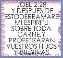 JOEL 2;28
 Y DESPUES DE ESTODERRAMARE MI ESPIRITU SOBRE TODA CARNE,Y PROFETIZARAN VUESTROS HIJOS Y BUESTRAS HIJAS;