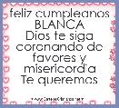 feliz cumpleanos
BLANCA
Dios te siga coronando de favores y misericordia
Te queremos