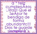 Ã¢ËÂº feliz cumpleaÃÂ±os Lilita!!! Que el SeÃÂ±or te bendiga de forma abundante!!!
Dios te guarde siempre!Ã¢ËÂ»