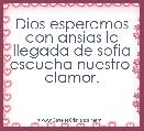 Dios esperamos con ansias la llegada de sofia escucha nuestro  clamor.
