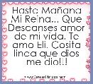 Hasta MaÃ±ana Mi Reina... Que Descanses amor de mi vida. Te amo Eli. Cosita linda que dios me dio!!!
