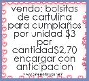 vendo: bolsitas de cartulina para cumplaÃ±os por unidad $3 por cantidad$2,70 encargar con anticipacion