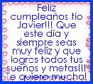 Feliz cumpleaÃ±os tÃ­o Javier!!! Que este dÃ­a y siempre seas muy feliz y que logres todos tus sueÃ±os y metas!!! Te quiero mucho!!!