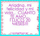 Ariadna, mi felicidad y mi vida... CUANTO TE AMO...
FELICES 20 MESES!!!